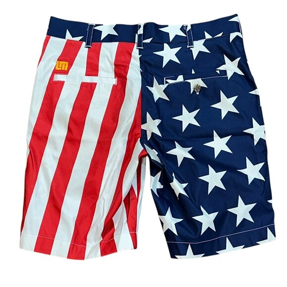 Men's‎ Loud Mouth American Flag 9" Golf Shorts Size 30 4th of July Flat Front - Picture 3 of 5